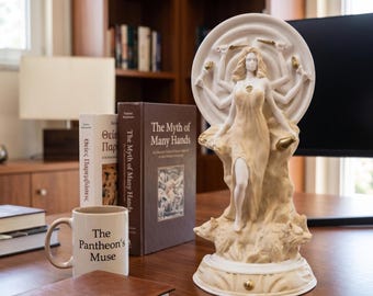 Hecate Goddess Statue Alabaster Museum Replica Greek Mythology Figurine Triple Moon Sculpture Pagan Decor
