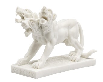 Cerberus Hound Of Hades Alabaster Statue Roman Mythology Sculpture Figurine Ancient Greece Underworld Art Decor