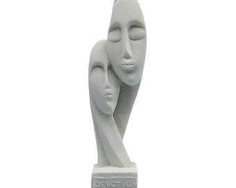 Escultura devocional de dos caras abstractas en alabastro blanco, estilo cicládico, 13,50 cm