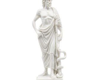 Asclepius Aesculapius Statue Alabaster Roman Mythology Sculpture Figurine Medicine God Ancient Greece Home Decor