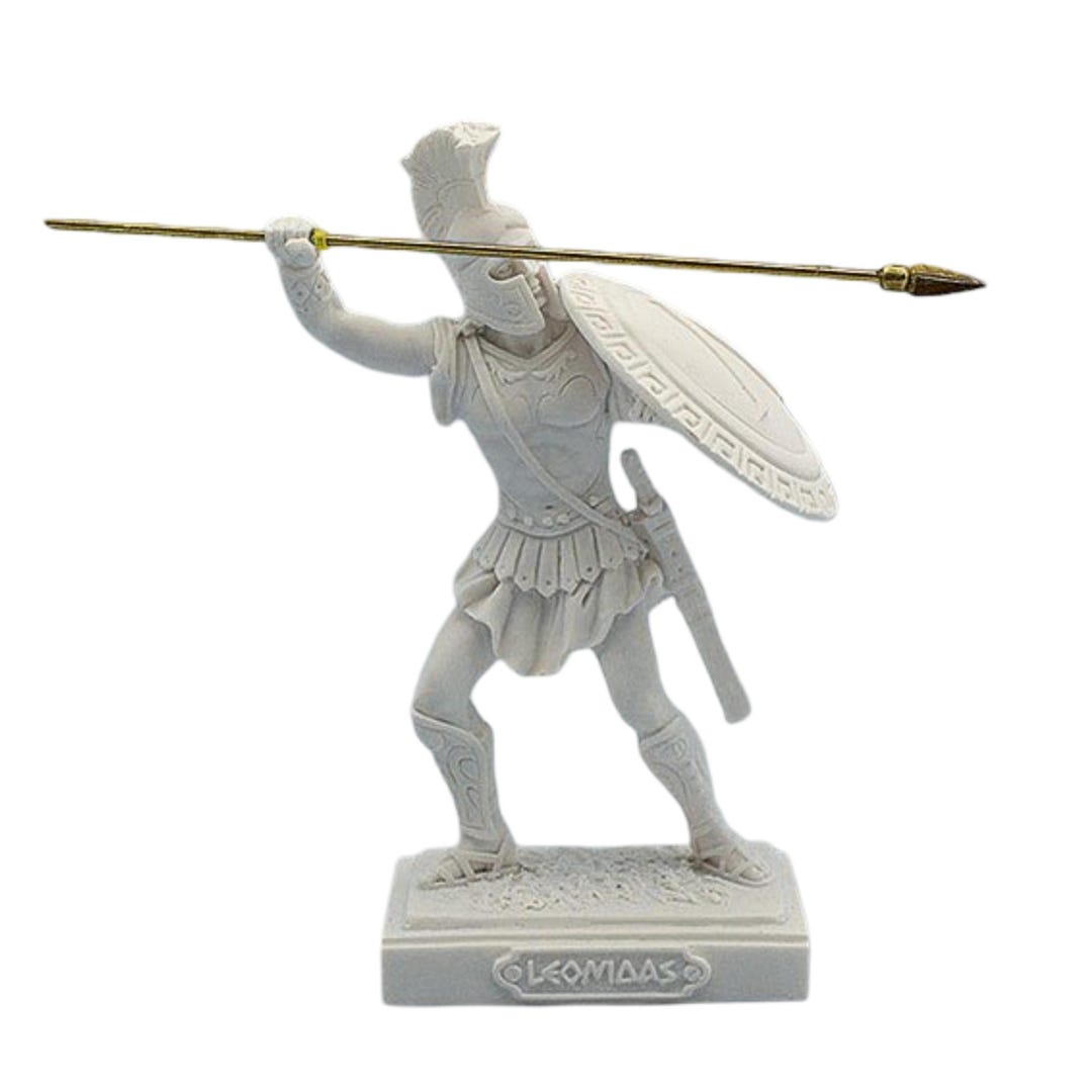 レオニダス ギリシャ スパルタ戦士像 槍と盾付き アラバスター製 16 cm