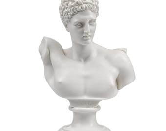 Hermes buste: albasten beeldhouwkunst uit het oude Griekenland, Romeinse mythologie kwikkunst (21 cm)