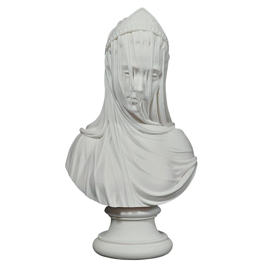 Veiled Lady Bust Alabaster Resin Statue Classic Art Sculpture Antique ...
