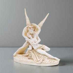 Eros and Psyche Statue Replica Alabaster 7.80 in Museum Finish