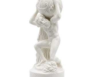 Atlas Titan-standbeeld: massief albasten Grieks-mythologiebeeldhouwwerk (18 cm)