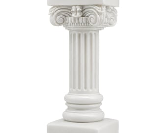 Massief albasten ionische zuil: sokkel uit oude Griekse Romeinse kunst (18 cm)