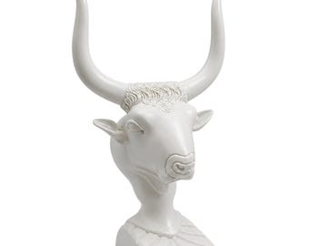 Kretenzische stier hoofd standbeeld albast oude Griekenland Romeinse mythologie sculptuur beeldje Minoïsche kunst decor