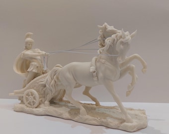 Estatua de Aquiles, héroe troyano, carro, escultura de mitología griega, 26 cm