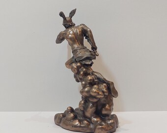 Statue Hermès Mercure Dieu Grec Bronze Massif 14 Cm - Sculpture Romaine Faite Main Mythologie Grecque Décoration Luxe