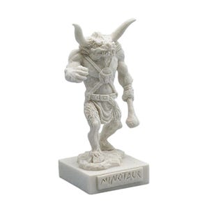 Minotaur Statue Alabaster Greek Mythology Handmade Figurine