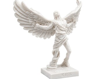 Icarus Statue Alabaster Ancient Greece Roman Mythology Sculpture Winged Falling Flight