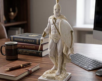Leonidas König von Sparta Spartanischer Krieger Statue Alabaster Patina Antike Griechenland Mythologie Skulptur