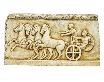 Ancient Greek Chariot Relief Plaster Apobates Race Plaque Acropolis Inspired