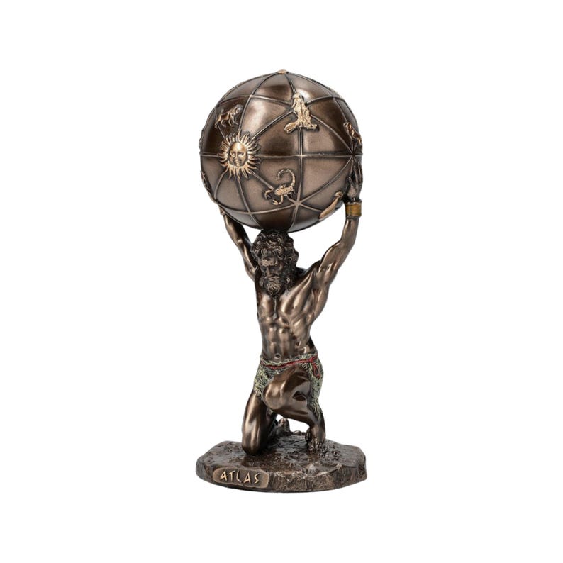 Atlas Titan Figurine Statue Greek God Bronzed Sculpture - Etsy
