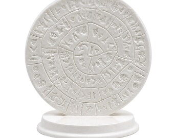 Phaistos Disc Alabaster Statue Ancient Crete Minoan Artifact Sculpture Figurine Historical Art Desk Decor