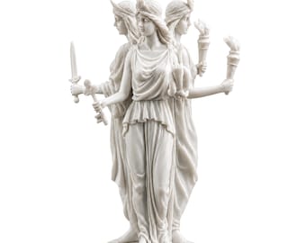 Standbeeld godin Hecate witte kleur 30 cm