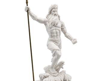 Poseidon Neptunus Standbeeld Albast Oude Griekenland Romeinse Mythologie Sculptuur Beeldje Zeegod Art Decor