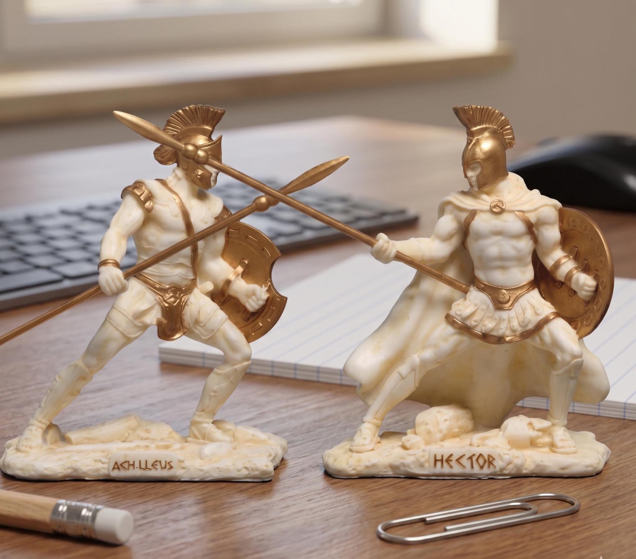 Mini Statues Achilles Vs Hector Set Mini Statues Roman Mythology Resin Sculpture ...