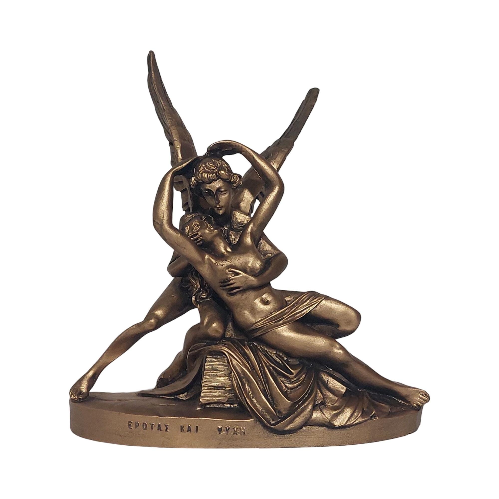 置物 psychedeiic art Obje Psyche Revived by Cupid's Kiss Bronze Finish Statue Canova Louvre