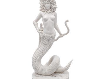 Medusa-standbeeld albast oude Griekenland Romeinse mythologie Gorgon sculptuur beeldje slang monster kunst decor