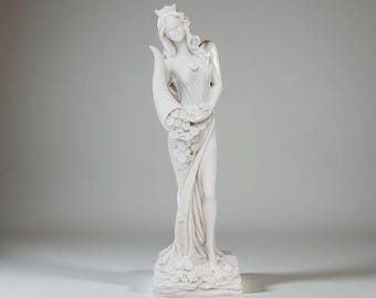 Figura de Fortuna Tyche, diosa de la buena suerte, estatua griega hecha a mano, escultura blanca de 20 cm (7,80 pulgadas).