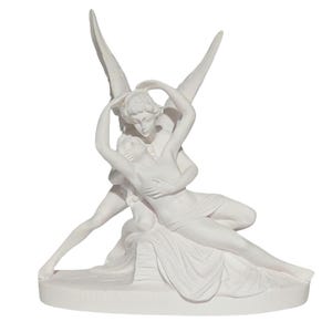 Psyke återupplivad av Amors kyss Vit Alabasterstaty Canova Louvren 20 cm