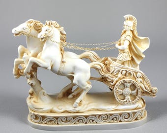 Estátua de carruagem do herói troiano Aquiles, escultura da mitologia grega, 26 cm