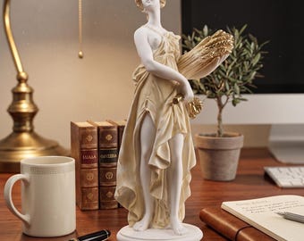 Demeter Statue Greek Goddess of the Harvest Patina Color Sculpture 24cm