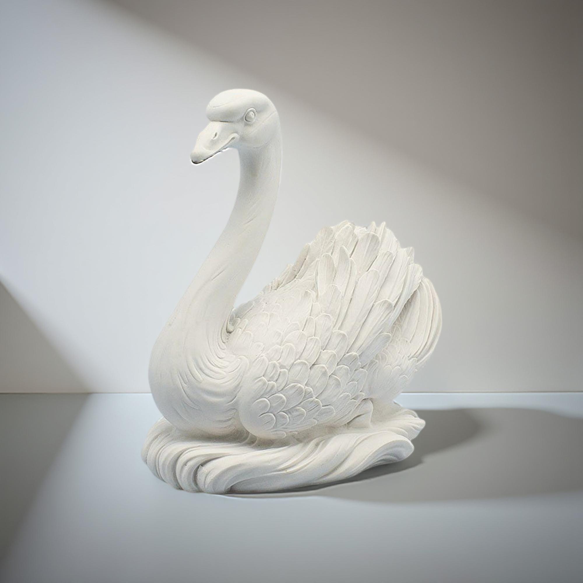 The Swan White Alabaster Sculpture 8.20 In - Etsy