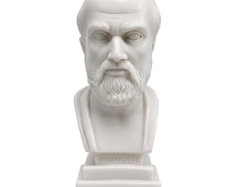 Hippocrates buste standbeeld albast oude Griekse Romeinse mythologie sculptuur beeldje geneeskunde arts cadeau