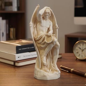 Lucifer Statue: Alabaster-Based Gothic Sculpture, Dark Art Decor