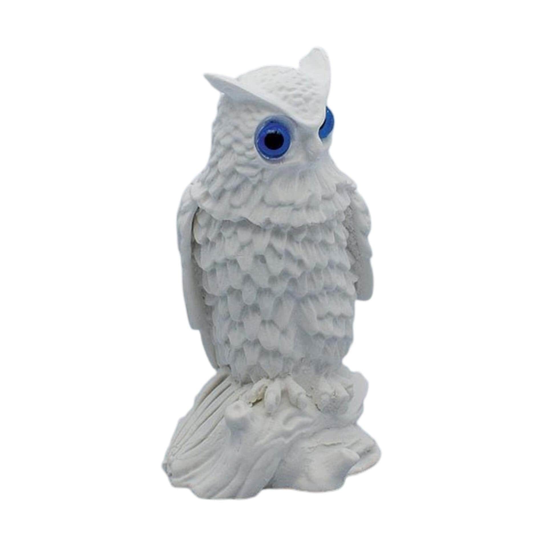 Greek Owl Sculpture Athena Symbol Detailed Handmade Alabaster Figurine 8cm