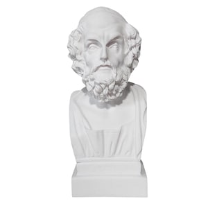 Homer Bust Statue Ancient Greek Epic Poet from Iliad Odyssey  Marble Sculpture 8in