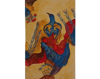 ユリの王子のリアルフレスコ画、手描きのミノア絵画、古代ギリシャの