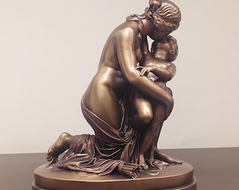 Sculpture de Vénus baiser Cupidon Statue de la mythologie grecque copie exacte du musée couleur bronze