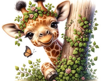 10 Baby Giraffe Clipart Watercolor Giraffe for Nursery Baby Party Printable High Quality JPEG Junk Journal Paper Craft Scrapbook Card Making