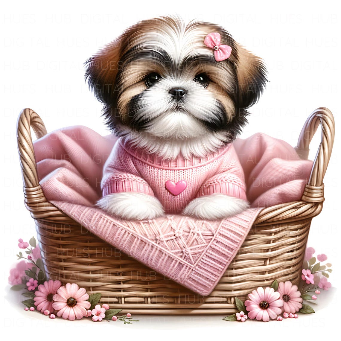12 Shih Tzu Dog Clipart Watercolor Small Dog Breed Graphics Art ...