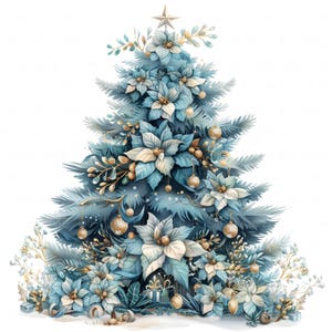 10 Clipart di alberi di Natale incantati, grafica festiva ad acquerello, stampabile, JPEG di alta qualità per diari, lavori di carta e album.