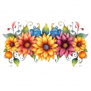 10 tournesol bordure Decor Clipart aquarelle tournesol Design élément imprimable haute qualité JPEG Junk Journal papier artisanat carte de scrapbooking