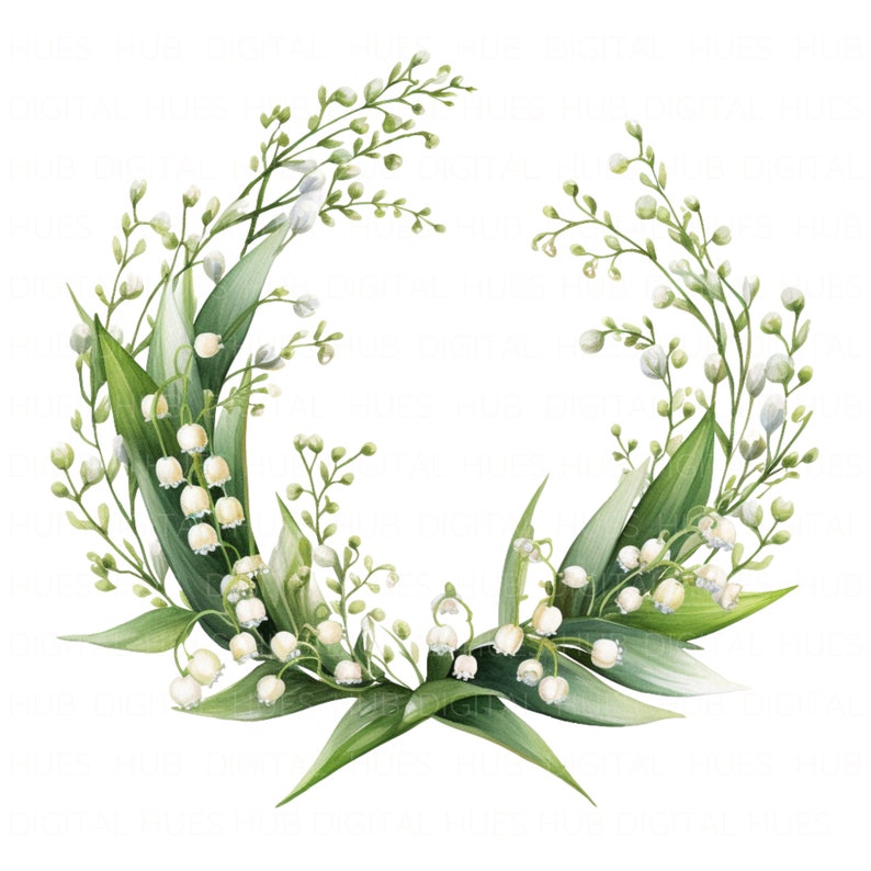 15 Lily of the Valley Wreath Clipart Bundle Printable Flower Clipart ...