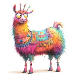 18 Colorful Boho Llama Clipart Watercolor Peru Llama Alpaca Art Printable High Quality JPEG Junk Journal Paper Craft Scrapbook Nursery Cards