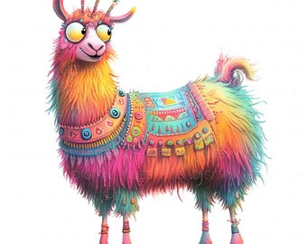 18 Colorful Boho Llama Clipart Watercolor Peru Llama Alpaca Art Printable High Quality JPEG Junk Journal Paper Craft Scrapbook Nursery Cards