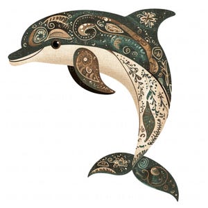 15 Dolphin With Pattern Clipart Ocean Dolphin Stickers Kids Nursery Wall Art Printable High Quality PNG Junk Journal Paper Craft Scrapbook