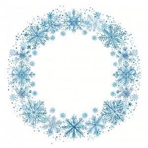 16 coronas de copos de nieve azules, clipart, acuarela, corona navideña de invierno, imprimible, en alta calidad, JPEG, para manualidades, álbumes de recortes, tarjetas, papel, diario basura