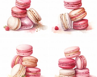 15 Watercolor Macarons Clipart Bundle Watercolor Cookies Clipart Printable High Quality JPEG Junk Journal Scrapbook Paper Craft Recipe Book