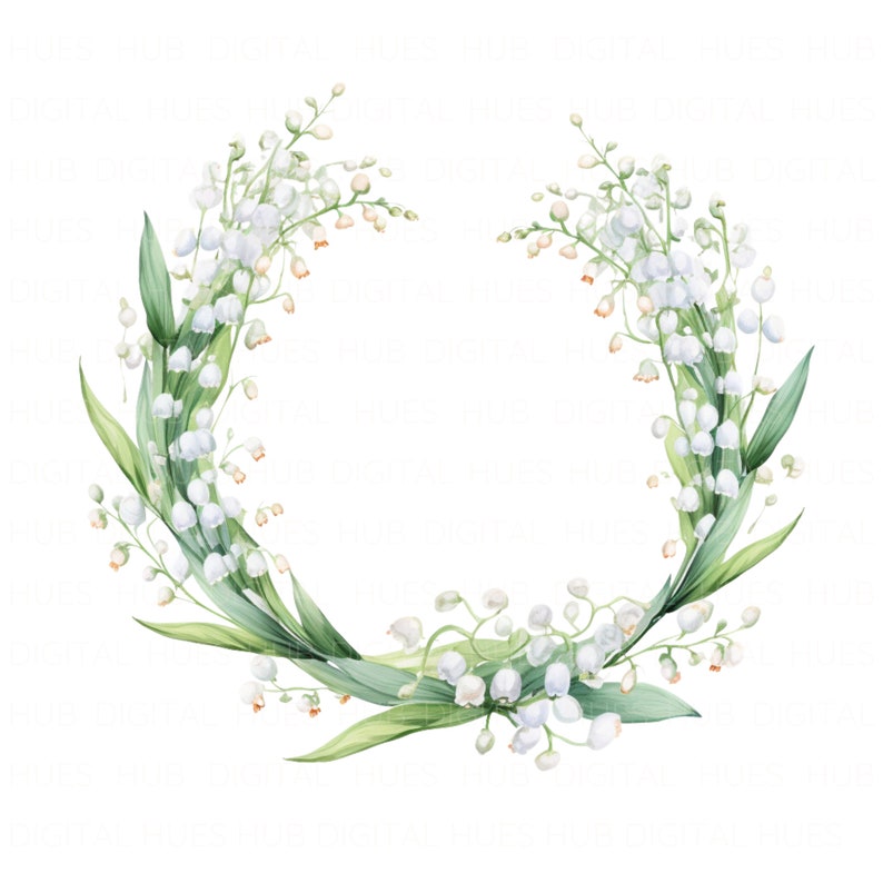 15 Lily of the Valley Wreath Clipart Bundle Printable Flower Clipart ...