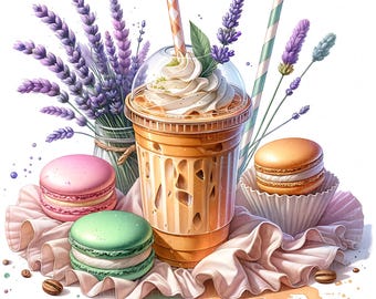 14 Floral Eiskaffee Clipart Aquarell kalter Kaffee cremiger Eiskaffee Printable hohe Qualität JPEG für Junk Journal Papier Handwerk Sammelalbum