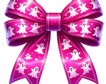 12 Pink Halloween Bow Clipart: Watercolor Cute Spooky Ribbons PNG, Kawaii Witchy Bows Digital Download For Junk Journal, Crafts & Invitation