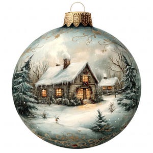 13 Bolas de Natal pintadas à mão, clipart, aquarela, enfeites festivos vintage, para impressão, PNG de alta qualidade para diário de lixo, papel, artesanato, scrapbook