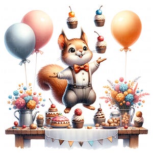 11 Animal Birthday Party Clipart Watercolor Cute Birthday Nursery Animals High Quality JPEG Printable For Scrapbook Junk Journal Paper Craft